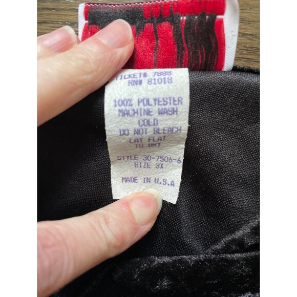 JoRo Fashions Women's 3X Crushed Velvet Black Long Sleeve Top Whimsigoth - Picture 3 of 7